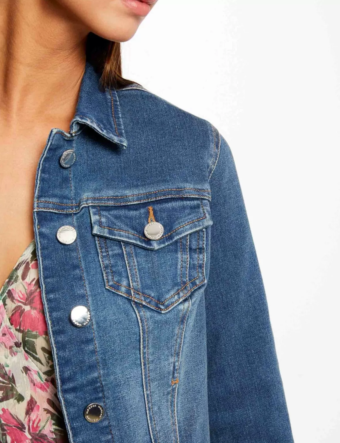 Morgan Vestes Et Blousons>Veste Droite Boutonnee En Jean Jean Stone Femme | Jean_Stone