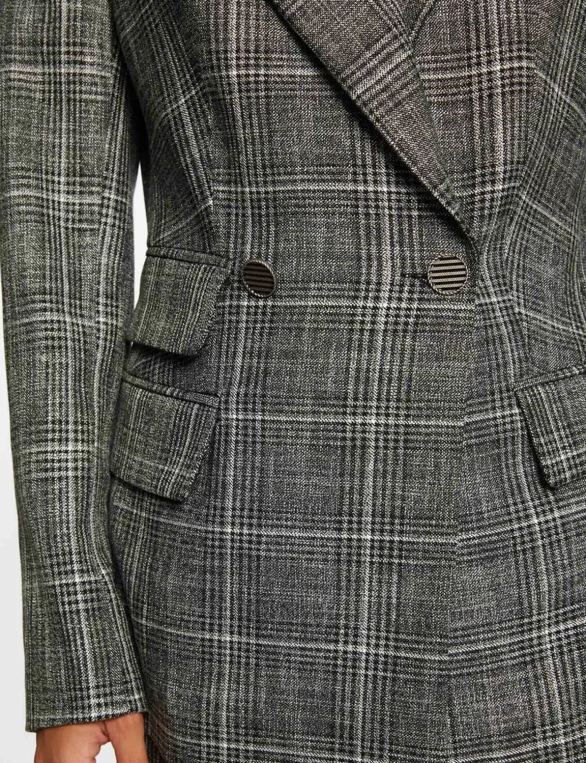 Morgan Ensembles Et Tailleurs>Veste Tailleur City Droite A Carreaux Gris Moyen Femme | Gris_Moyen