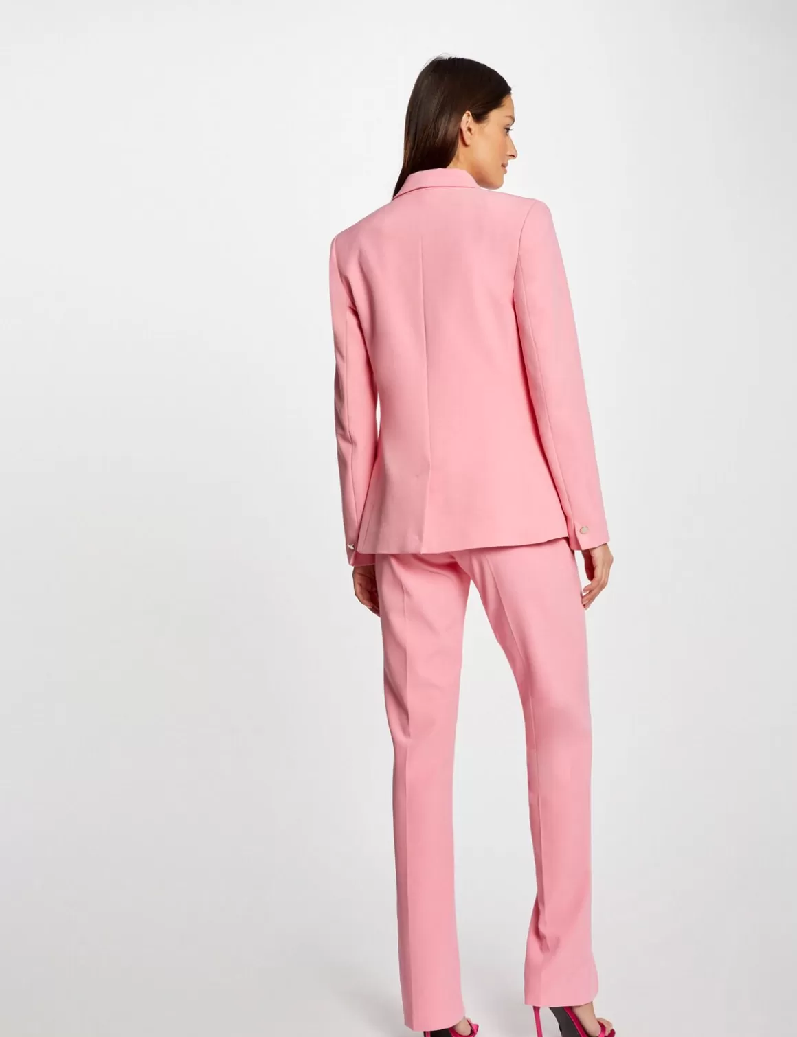 Morgan Ensembles Et Tailleurs>Veste Tailleur Droite Avec Col Chale Rose Clair Femme | Rose_Clair